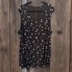Torrid Black Floral Fit and Flare Dress - Size 28